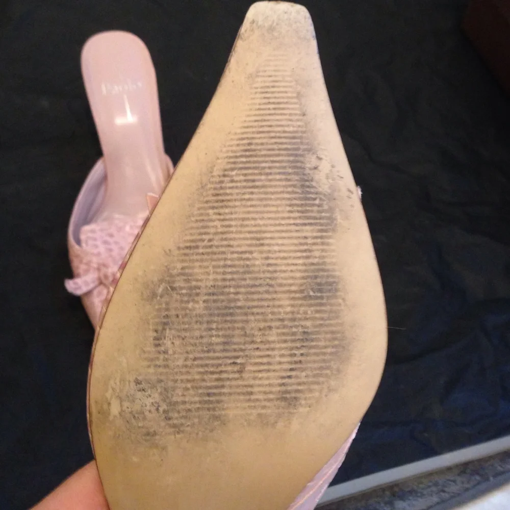 Paolo Pale Pink Pointed-Toe Slip-On Mules with Knot Detail
